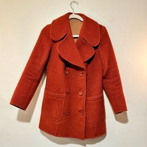 RARE Vintage Max Mara 100% virgin wool pea coat burnt orange